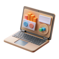 magnificent modern Open Laptop with Presentation Slides Isolated on Transparent Background authentic png