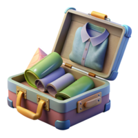 wonderful abstract Open Suitcase with Clothes Inside Element high resolution png
