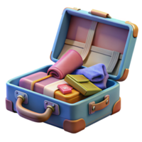 beautiful minimalist Open Suitcase with Clothes Inside Element genuine png