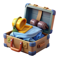 impressive artistic Open Suitcase with Clothes Inside Element png