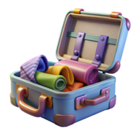 serene contemporary Open Suitcase with Clothes Inside Element authentic png