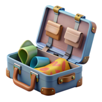 dramatic rustic Open Travel Suitcase with Clothes Cutout premium png