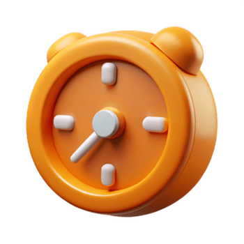 sereno artístico laranja relógio ícone com Tempo gestão conceito transparente fundo genuíno png