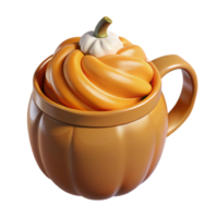dramatic creative Orange Pumpkin Spice Latte Isolated with Whipped Cream authentic png