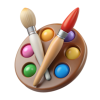 serene minimalist Paintbrushes and Palette Transparent Background authentic png