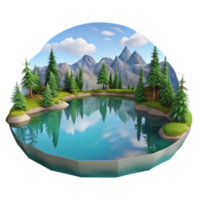 vibrant minimalist Peaceful Lake with Reflections Cutout Isolated high quality png