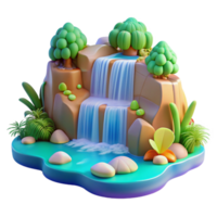 magnificent minimalist Peaceful Waterfall Scene Isolated authentic png
