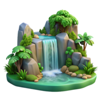 wonderful abstract Peaceful Waterfall Scene with Lush Greenery Isolated png