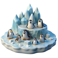 beautiful rustic Penguin Colony on Antarctic Ice Isolated original png