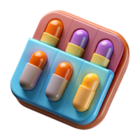 extraordinary rustic Pill Organizer Weekly Compartments Multicolored Isolated professional png