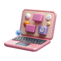 serene contemporary Pink Laptop with Social Media Management Tools Isolated high resolution png