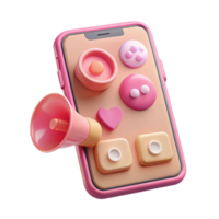 beautiful rustic Pink Smartphone with Influencer Marketing Content Isolated high resolution png