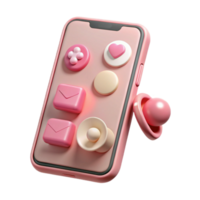 impressive abstract Pink Smartphone with Influencer Marketing Content Isolated professional png