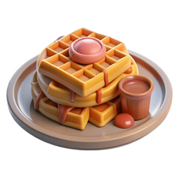 atemberaubend abstrakt Teller von Waffeln mit Sirup ausgeschnitten Frühstück Prämie png