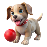 impressive rustic Playful Puppy with Red Ball Isolated on Transparent Background exclusive png