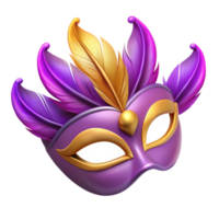 elegant minimalist Purple Mardi Gras Mask with Feathers Cutout Element exclusive png