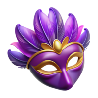 wonderful classic Purple Mardi Gras Mask with Feathers Cutout Element detailed png