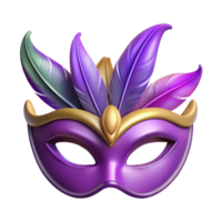 wonderful modern Purple Mardi Gras Mask with Feathers Cutout Element exclusive png