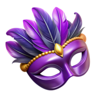 dramatic artistic Purple Mardi Gras Mask with Feathers Cutout Element high quality png