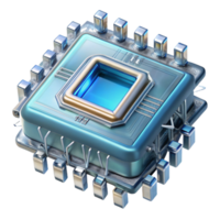 impressive abstract Quantum Computer Processor with Complex Circuitry Transparent Cutout original png