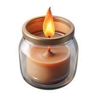 serene abstract Realistic Burning Candle in Glass Jar Transparent Background high resolution png