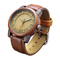 impressive artistic Realistic Watch with Leather Strap Transparent Background authentic png