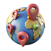 impressive traditional Realistic World Map with Location Pins Transparent png