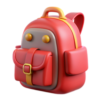 vibrant modern Red Backpack Front View Isolated on Transparent Background authentic png