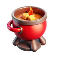 vibrant artistic Red Campfire Cooking Pot Side View with Transparent Background genuine png