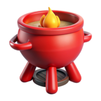 elegant creative Red Campfire Cooking Pot Side View with Transparent Background authentic png