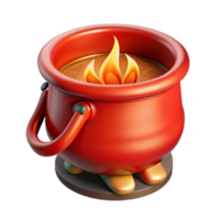 magnificent classic Red Campfire Cooking Pot Side View with Transparent Background genuine png