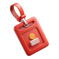 vibrant classic Red Conference Badge with Lanyard Isolated on Transparent Background authentic png