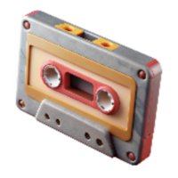 elegant classic Retro Cassette Tape Side View Transparent Background high quality png