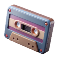wonderful minimalist Retro Cassette Tape Side View Transparent Background png