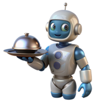impressive abstract Robot Assistant with Serving Tray Isolated genuine png