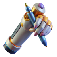 elegant classic Robotic Hand Holding Pen Cutout on Transparent Background professional png