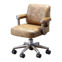 elegant rustic Rolling Office Chair with Arms Side View Isolated Element high resolution png
