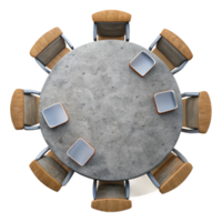 serene minimalist Round Conference Table Top View Isolated Element authentic png