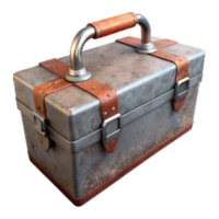 extraordinary modern Rustic Metal Toolbox Top Angle Isolated on Transparent Background high quality png