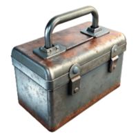 beautiful abstract Rustic Metal Toolbox Top Angle Isolated on Transparent Background png