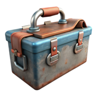 impressive traditional Rustic Metal Toolbox with Tools Isolated on Transparent Background genuine png