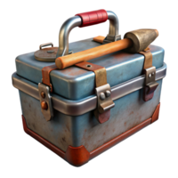 vibrant vintage Rustic Metal Toolbox with Tools Isolated on Transparent Background detailed png