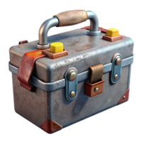 wonderful contemporary Rustic Metal Toolbox with Tools Isolated on Transparent Background original png