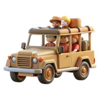 impressive artistic Safari Jeep with Tourists Cutout Side View genuine png