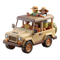extraordinary vintage Safari Jeep with Tourists Cutout Side View authentic png