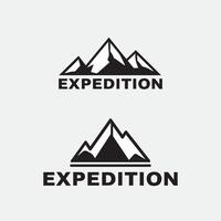 two logos for expedition, template logo mountain for expedition, black and white vector