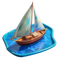 magnificent artistic Sailboat at Full Sail on Blue Ocean Transparent Background high quality png