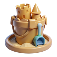 elegant rustic Sandcastle with Bucket and Spade Transparent Background authentic png