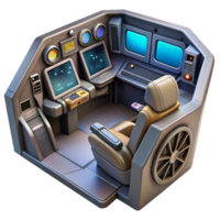 vibrant classic Sci Fi Spaceship Cockpit View Transparent Background high quality png