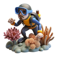 impressive artistic Scuba Diver Exploring Coral Reef Transparent Background authentic png